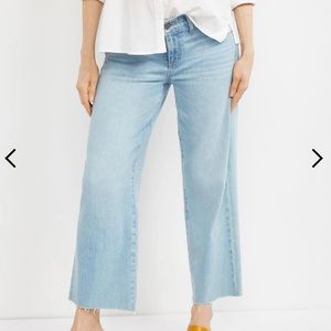 NWOT PAIGE Nellie Wide Leg Raw Hem Maternity Jeans, Size 23